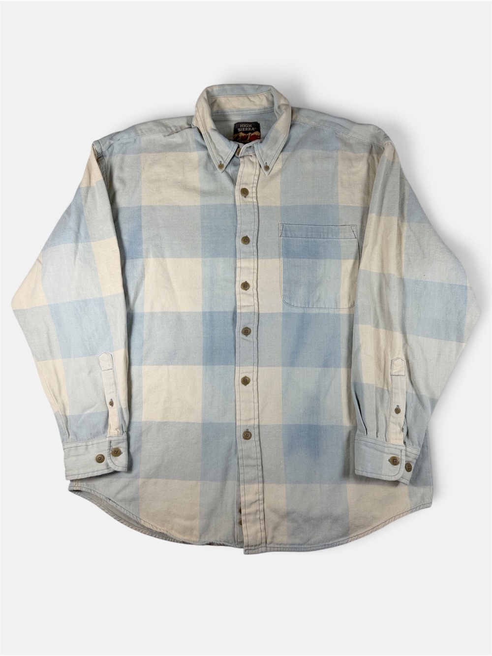 High Sierra Light Blue & Cream Large Plaid Button-Down Shirt